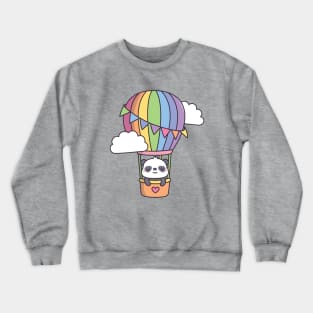 Cute Panda In Hot Air Balloon Doodle Crewneck Sweatshirt